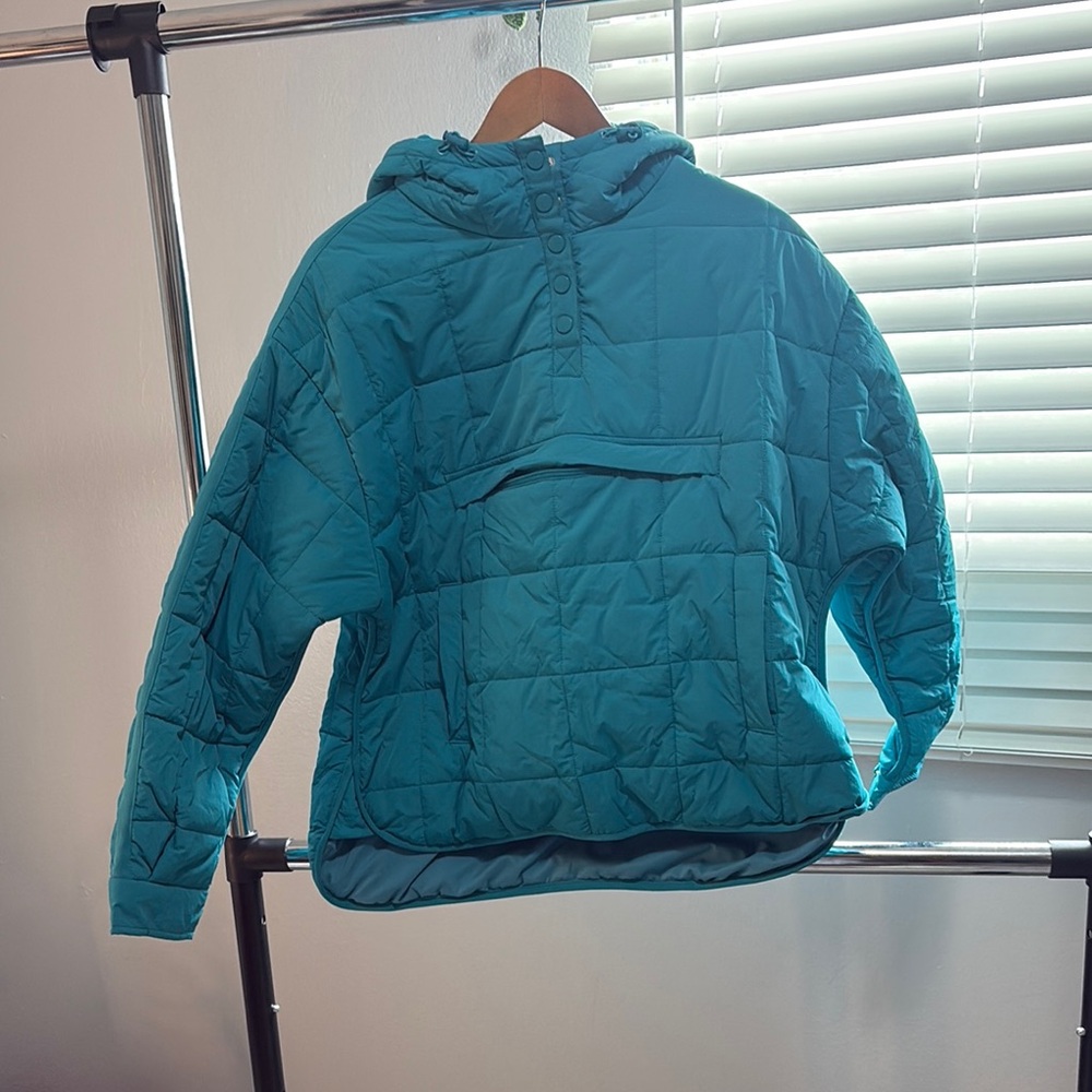 Teal Quilted Hooded Jacket